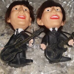 VINTAGE 1964 ORIGINAL BEATLES REMCO DOLLS JOHN AND GEORGE WITH INSTRUMENTS